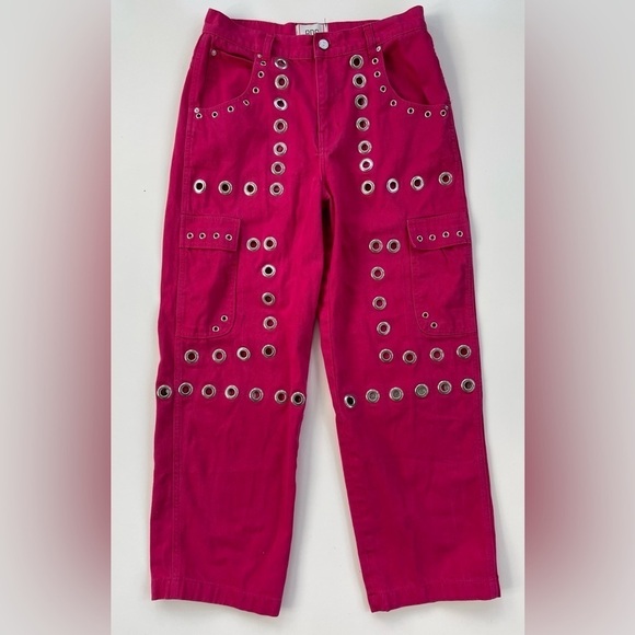 Urban Outfitters BDG Maxo Grommet Cargo Jean in Pink Denim Y2K Size 28 - Picture 2 of 12